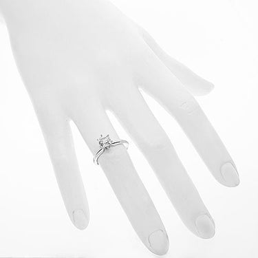 14K White Solid Gold Diamond Solitaire Engagement Ring 1.02 Ctw